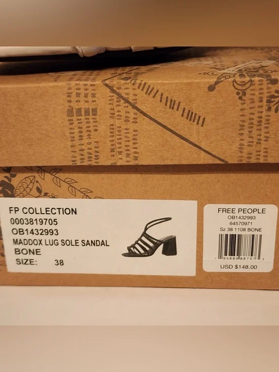 Free People Bone Maddox Lug Sole Women’s Block Heel Mule Sandal Size 38/ 7.5 - Picture 6 of 10